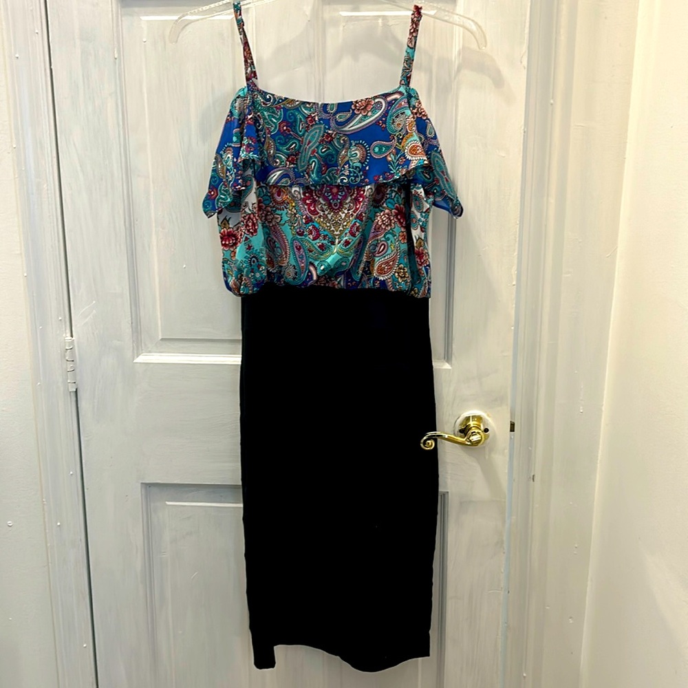 Beautiful Nicole Miller Paisley, top and black bottom camisole dress. Worn 1X.